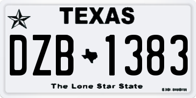 TX license plate DZB1383