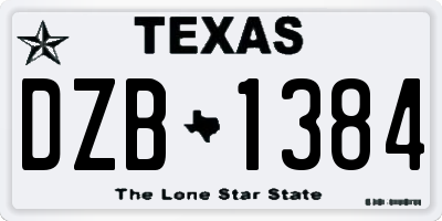TX license plate DZB1384