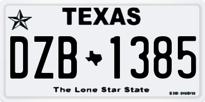 TX license plate DZB1385