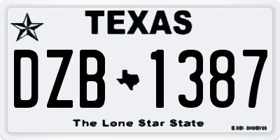 TX license plate DZB1387