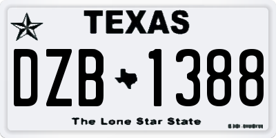 TX license plate DZB1388