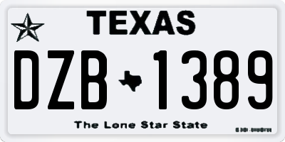 TX license plate DZB1389