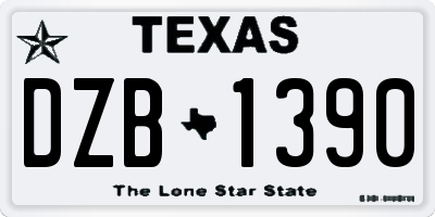 TX license plate DZB1390