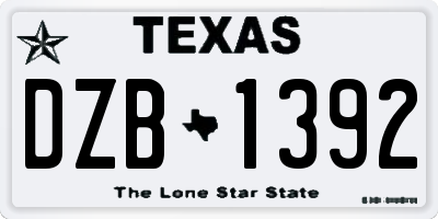 TX license plate DZB1392