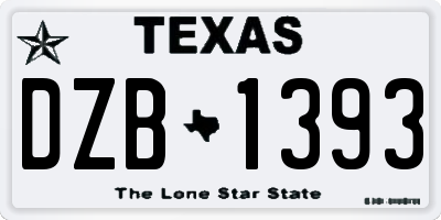 TX license plate DZB1393