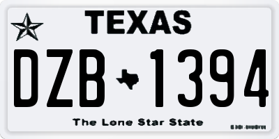 TX license plate DZB1394