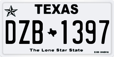 TX license plate DZB1397