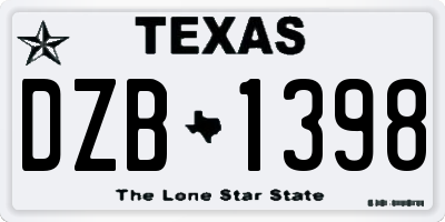 TX license plate DZB1398