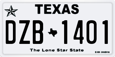 TX license plate DZB1401