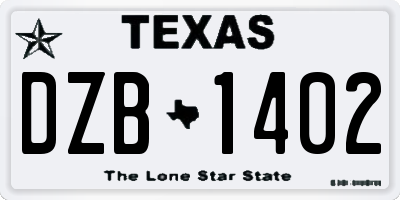TX license plate DZB1402