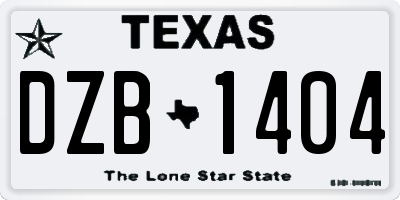 TX license plate DZB1404