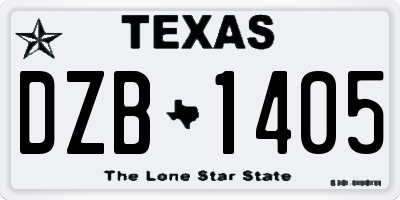 TX license plate DZB1405