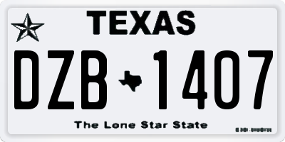 TX license plate DZB1407
