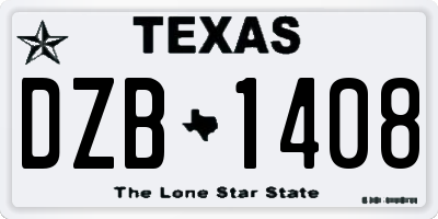 TX license plate DZB1408