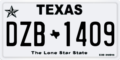 TX license plate DZB1409