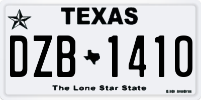 TX license plate DZB1410