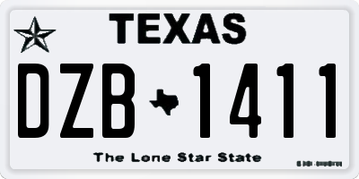 TX license plate DZB1411