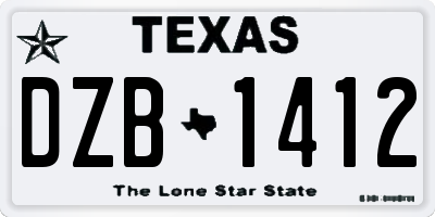 TX license plate DZB1412