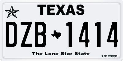 TX license plate DZB1414