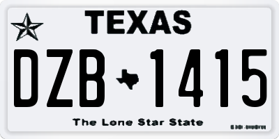 TX license plate DZB1415