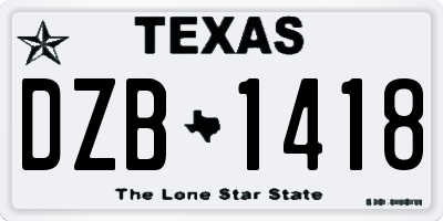 TX license plate DZB1418