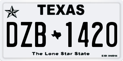 TX license plate DZB1420