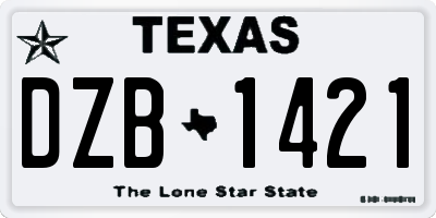 TX license plate DZB1421