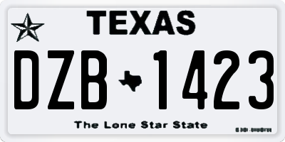 TX license plate DZB1423