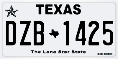 TX license plate DZB1425