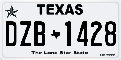 TX license plate DZB1428