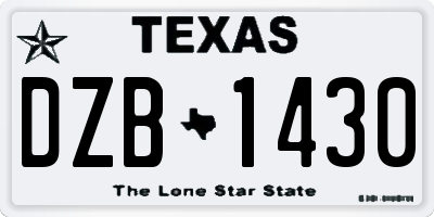 TX license plate DZB1430