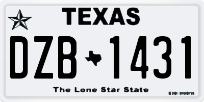 TX license plate DZB1431