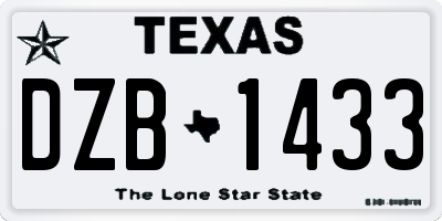 TX license plate DZB1433