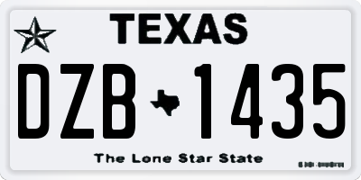 TX license plate DZB1435