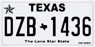 TX license plate DZB1436
