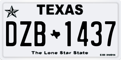 TX license plate DZB1437