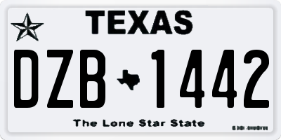 TX license plate DZB1442