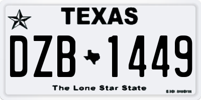 TX license plate DZB1449