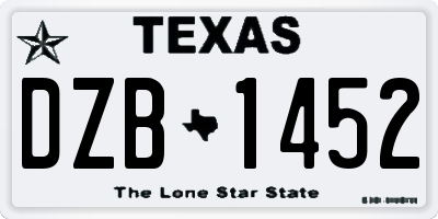TX license plate DZB1452
