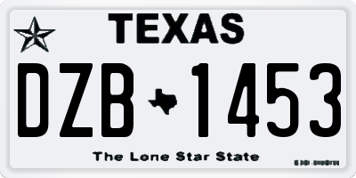 TX license plate DZB1453