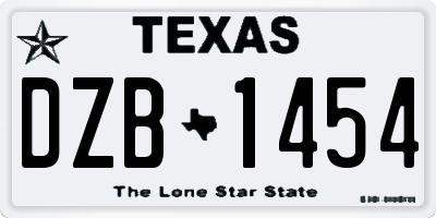 TX license plate DZB1454