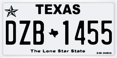 TX license plate DZB1455