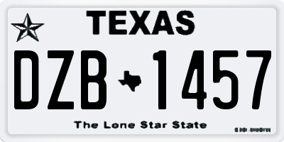 TX license plate DZB1457