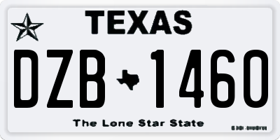 TX license plate DZB1460