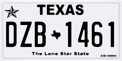 TX license plate DZB1461