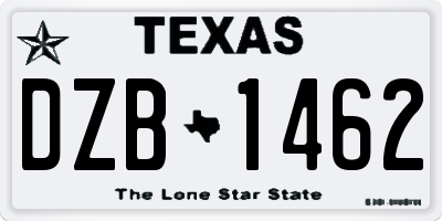 TX license plate DZB1462