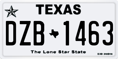 TX license plate DZB1463