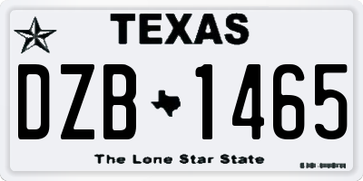 TX license plate DZB1465