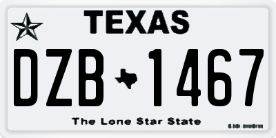 TX license plate DZB1467