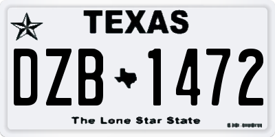 TX license plate DZB1472